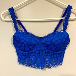 PINK royal blue lace push-up bralette with adjustable straps